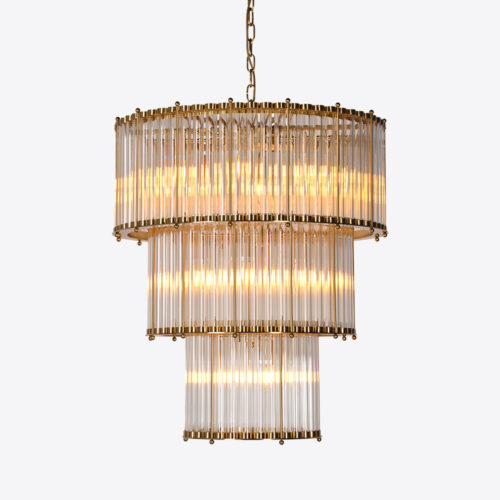 Triple Monza - triple clear glass chandelier with a nod to Art Deco