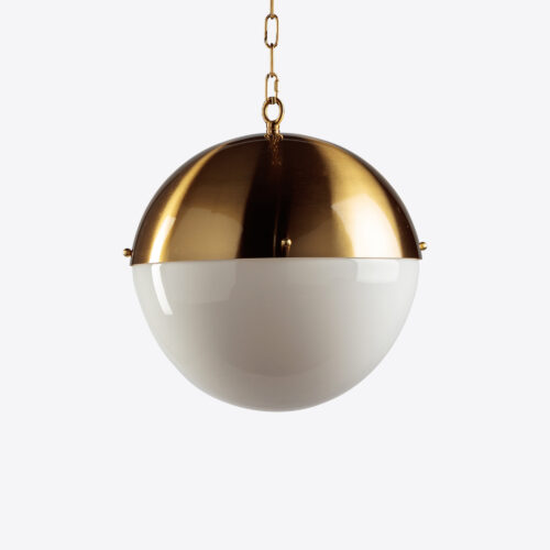 MAddox brass and opaline glass globe pendant