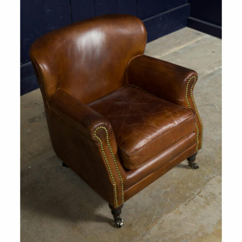 dark tan leather club chair