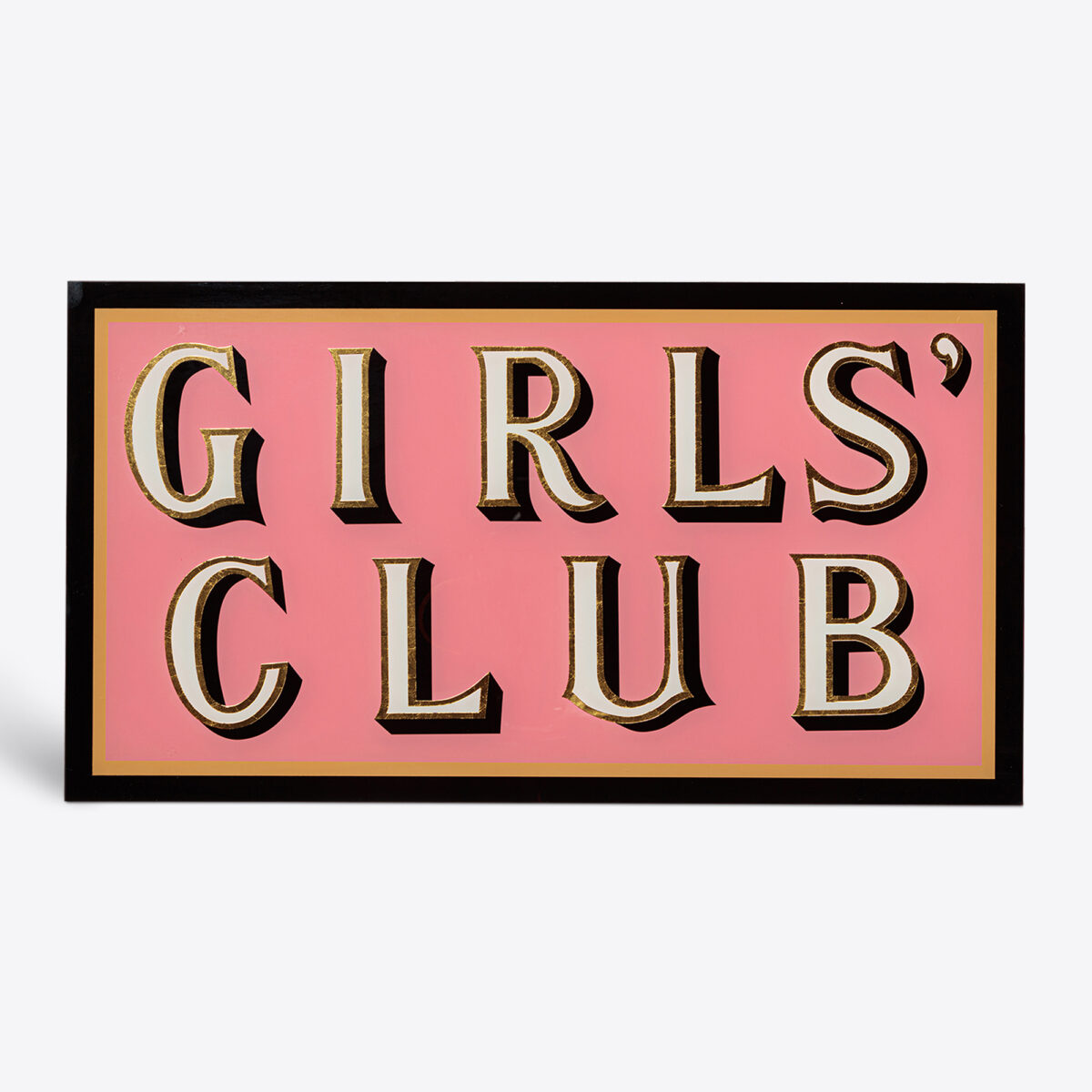 Hand Painted Pink and White Gold Leaf 'Girls Club' Sign