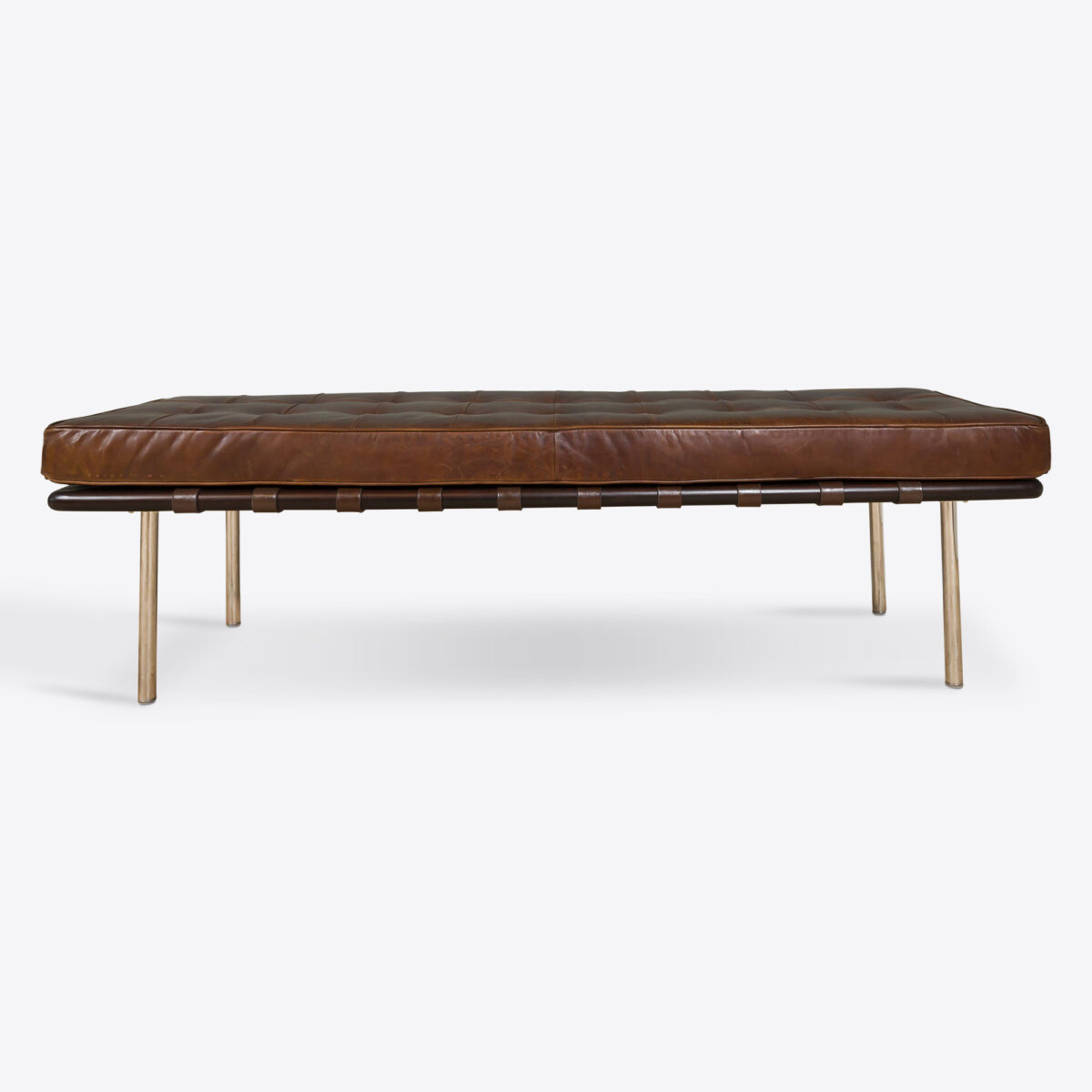 Brown Leather Berlin Bench