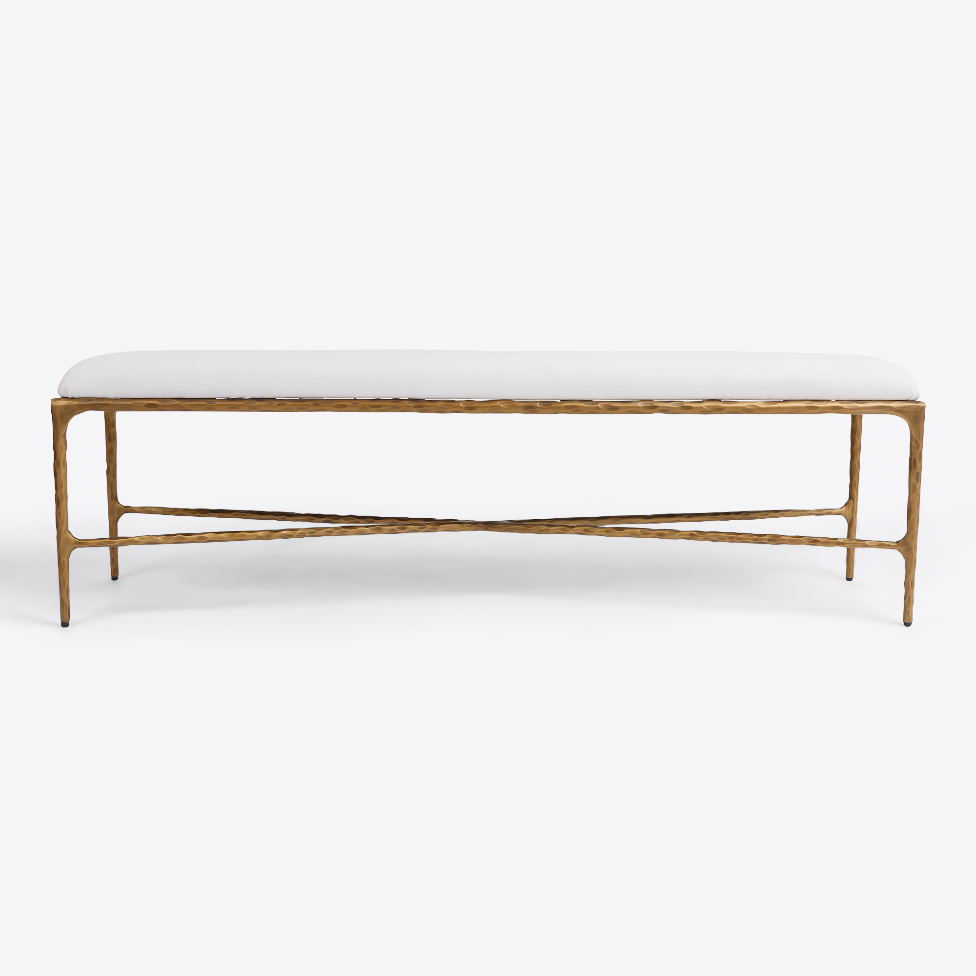 Pasadena Linen Bench Pure White Lines