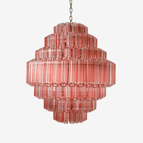 large pink chandelier in style of Murano glass