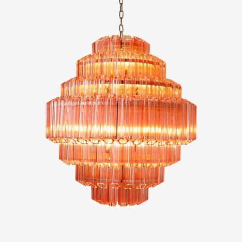 large pink chandelier in the style of Murano glass