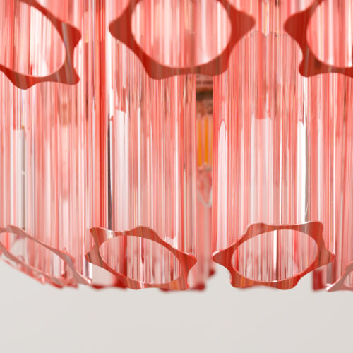 Pink Palermo Chandelier - Pure White Lines - pink tiered vintage Murano 70's inspired chandelier