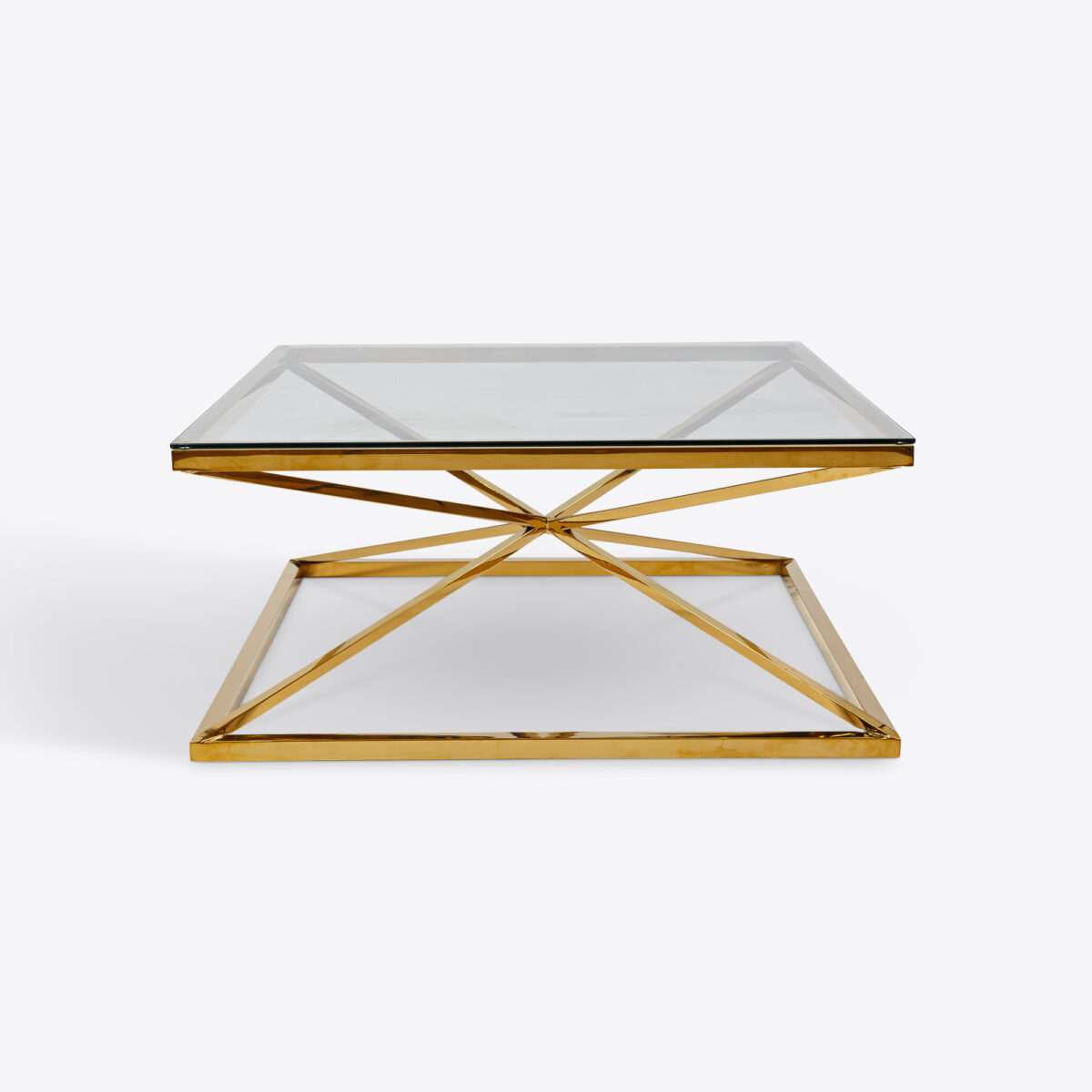 Brass X Framed Coffee Table