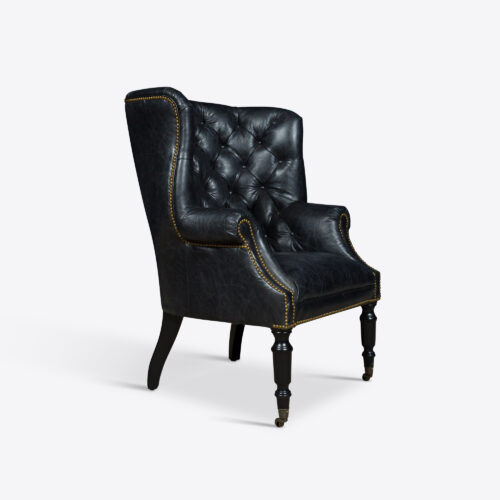 black leather wingback