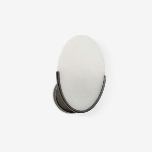 Mosman alabaster wall sconce light in a semi oval