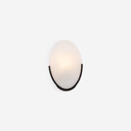 Mosman alabaster wall sconce light in a semi oval
