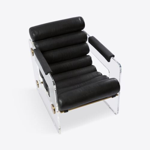 black leather and acrylic armchair