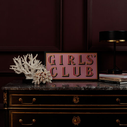 hand painted glass sign Girls Club