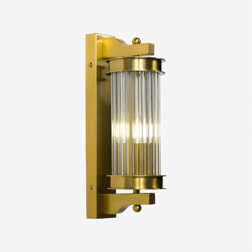 Elon wall light in a brass finish and glass rods