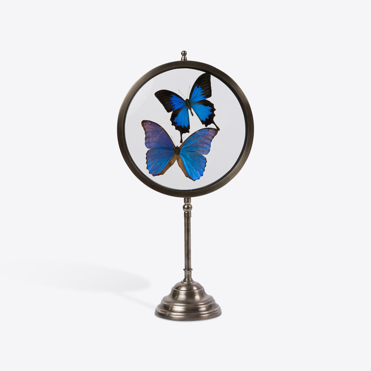 Large Antiqued Nickel Butterfly Looking Glass