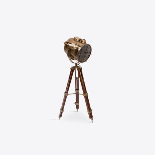 large search light style floor lamp in brass