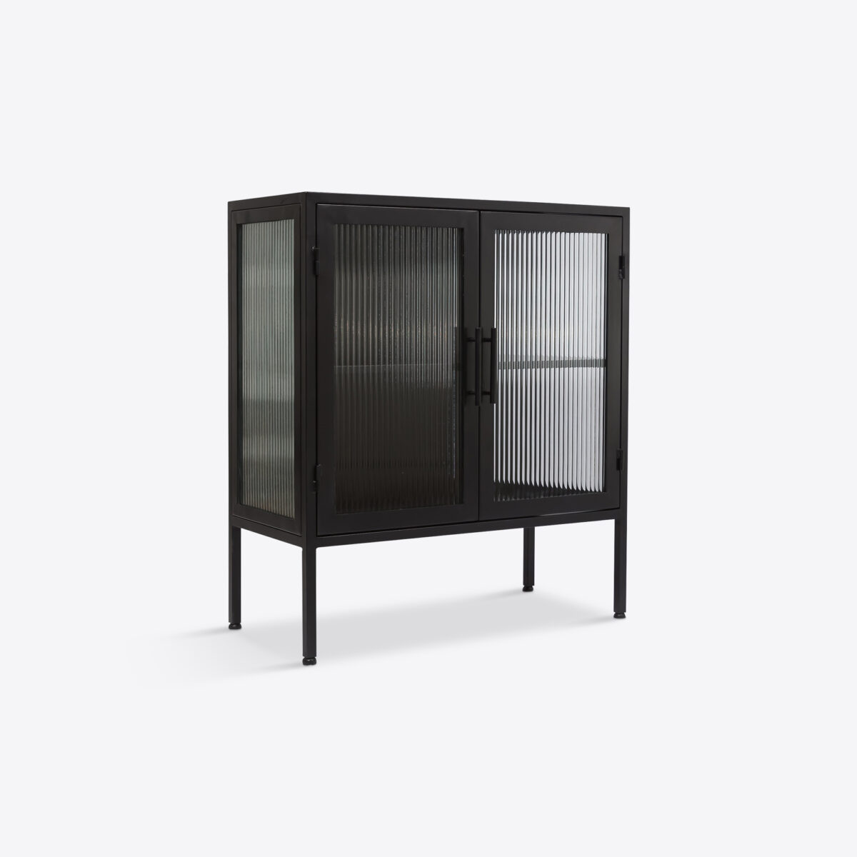 Small Black Coburg Fluted Glass Sideboard