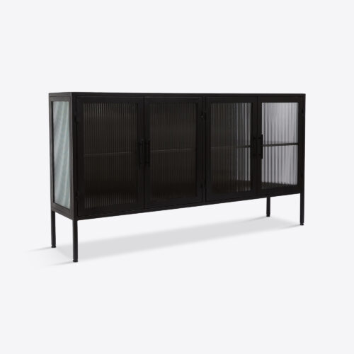 metal cabinet with fluted glass