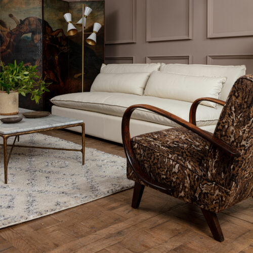 vintage Halabala armchair upholstered in Pierre Frey Zagros fabric