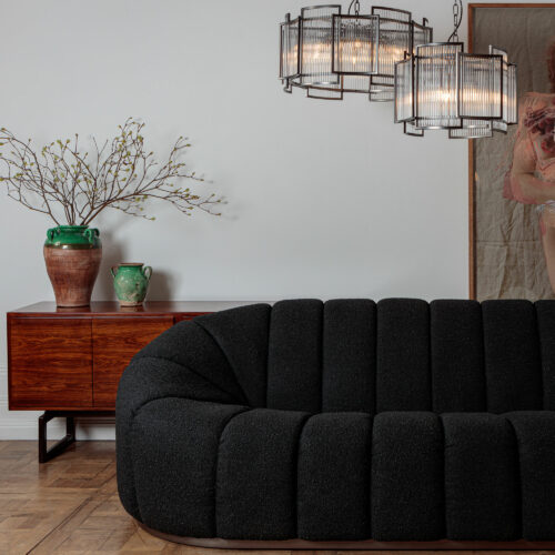 Napa black boucle 70s inspired sofa