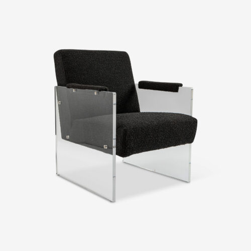 acrylic armchair with black boucle fabric