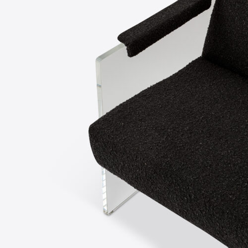 acrylic armchair with black boucle fabric