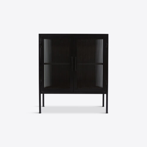 black metal and fluted glass cabinet by Pure White Lines