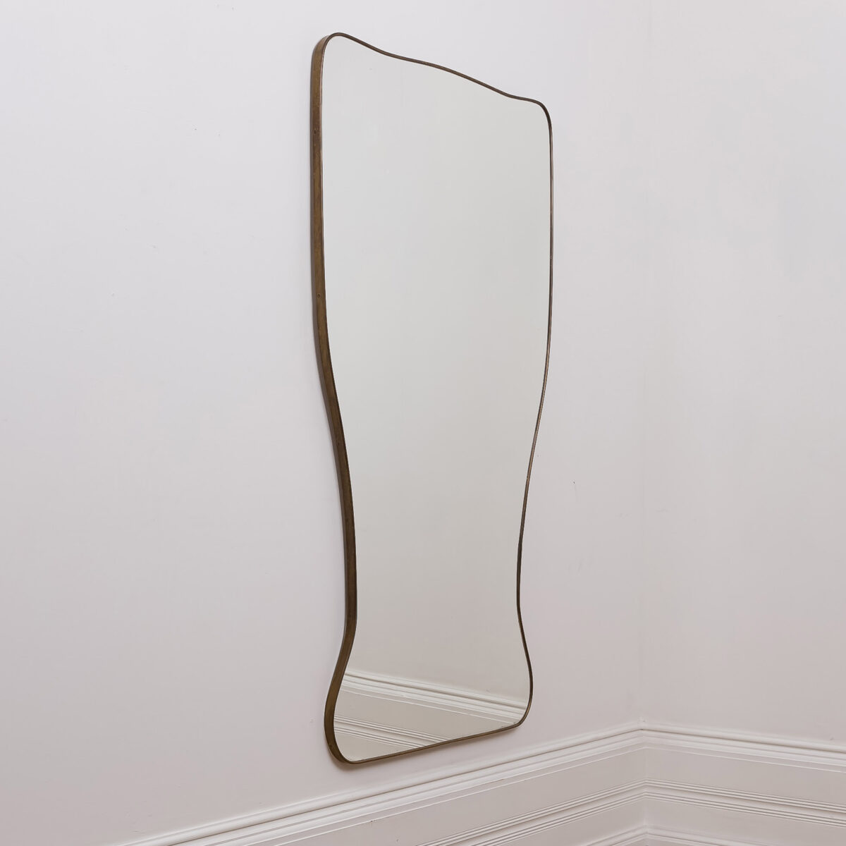 1950s Italian Brass Hourglass Wall Mirror