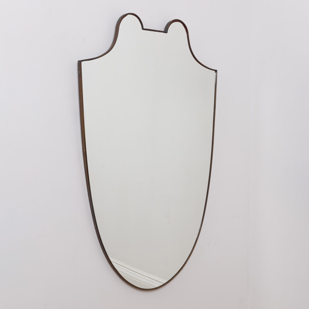 1950s Italian Brass Shield Wall Mirror