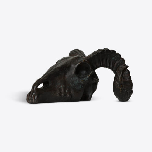 ram skull bronze sculpture