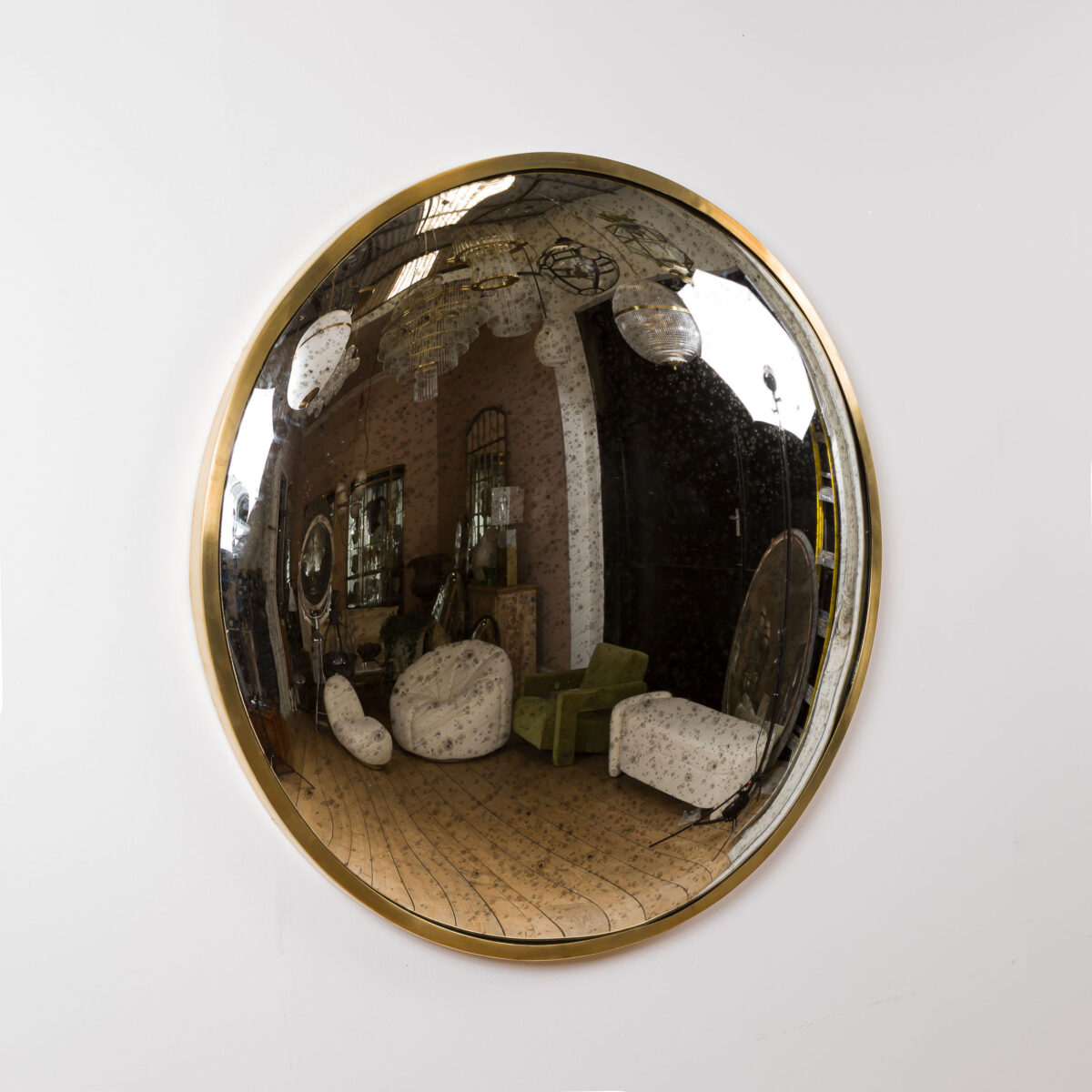 Aged Glass Brass Convex Mirror  - 3 Sizes Available
