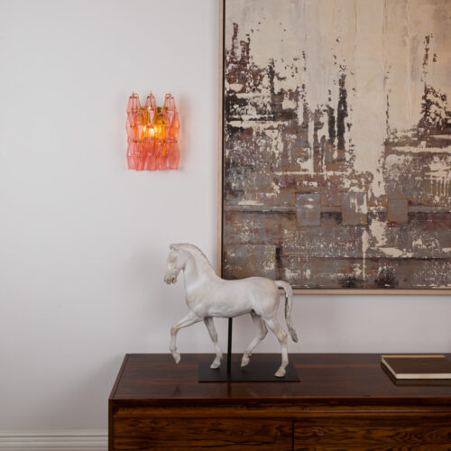 Fossano Murano inspired wall light in pink glass