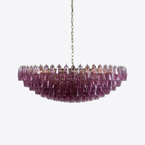 lilac purple tiered chandelier in style of Murano glass
