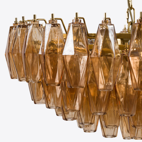 amber glass chandelier in Murano style