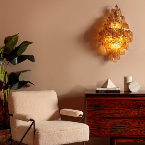 amber wall light in Murano glass style