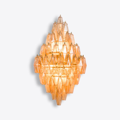 murano style tiered wall light in amber glass