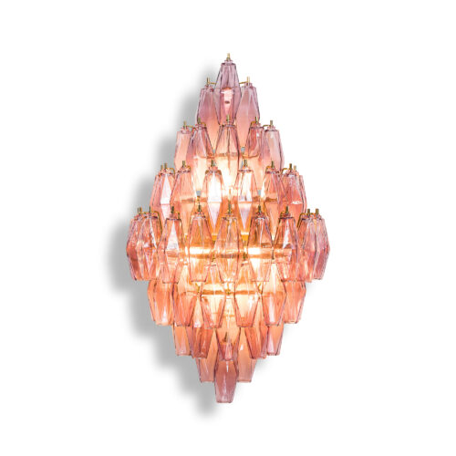 murano style tiered wall light in lilac purple glass