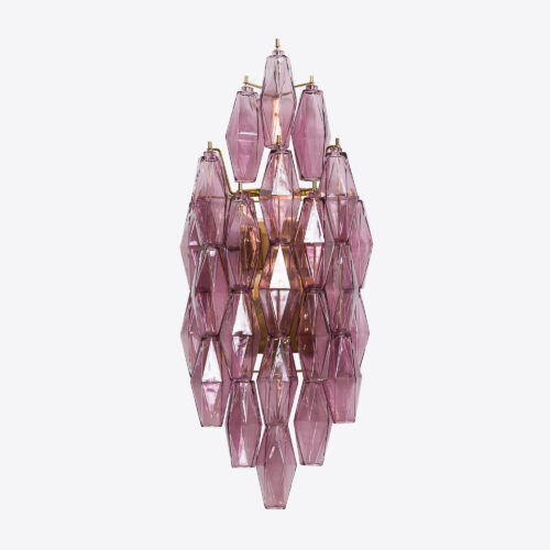 vintage Murano style lilac wall light with coloured glass