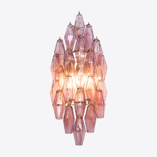 vintage Murano style lilac wall light with coloured glass