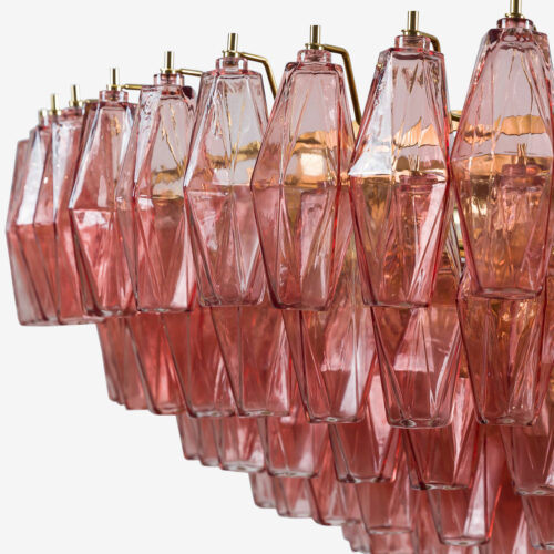 pink glass chandelier in Murano style