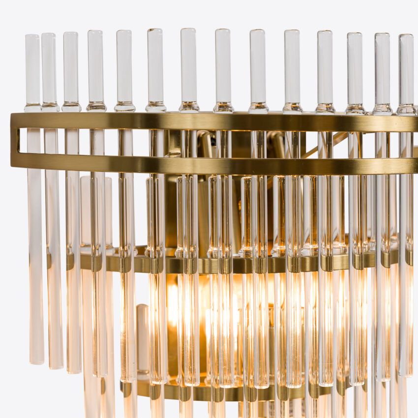 Waldorf Wall Light - Art Deco tiered wall light with glass rods