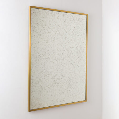 stealth mirror with aged glass and brass frame