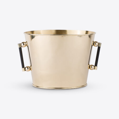 brass Champagne cooler with leather handles
