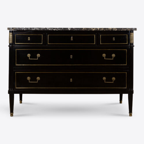 antique French commode with black marble