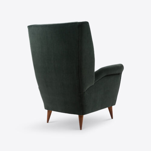 mid century 1950's Italian armchair for lounge living room in Evergreen green velvet by Linwood