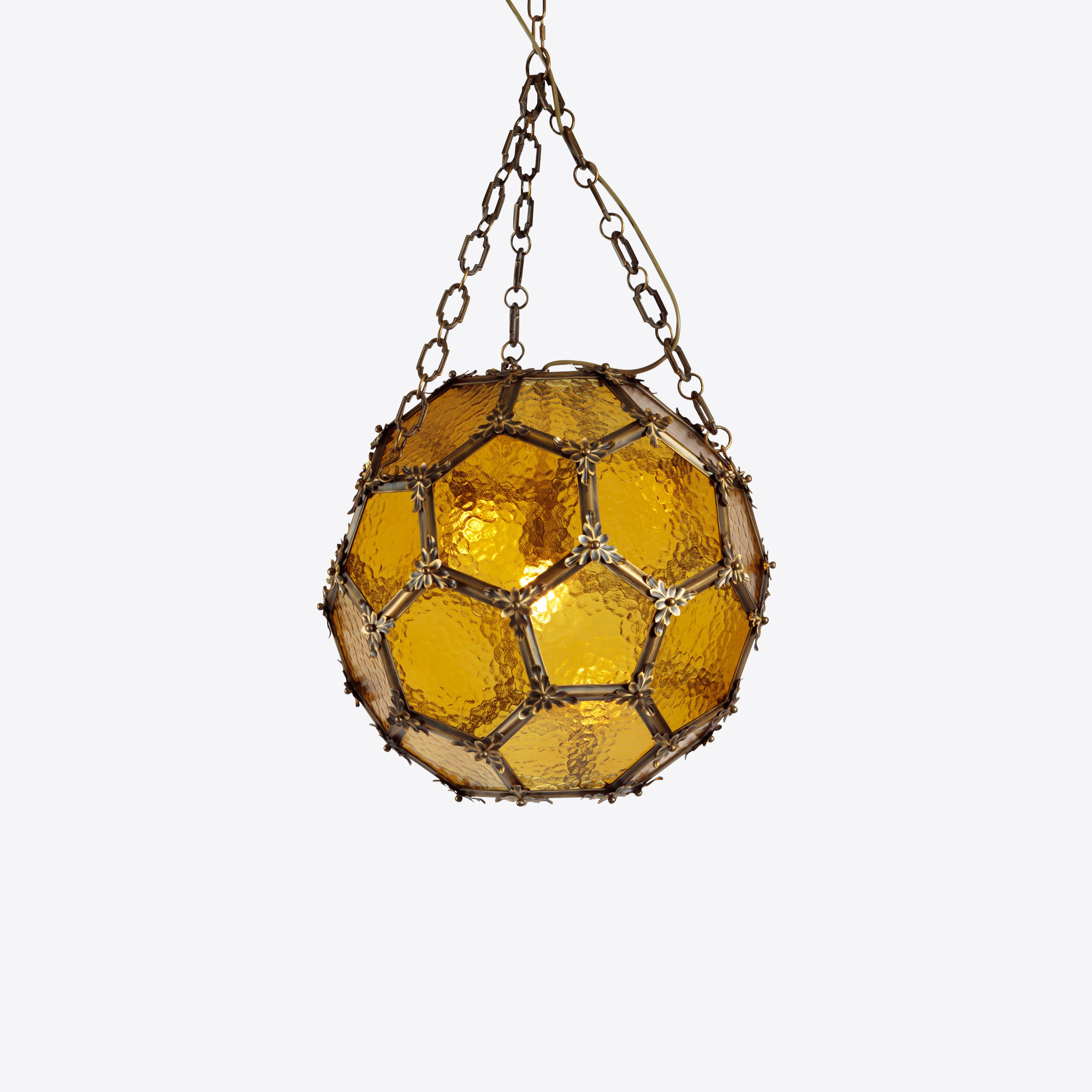 Amber Architectural geometric lantern with amber glass forms part of our collaborative collection with Parnham Park and renowned collector, James Perkins