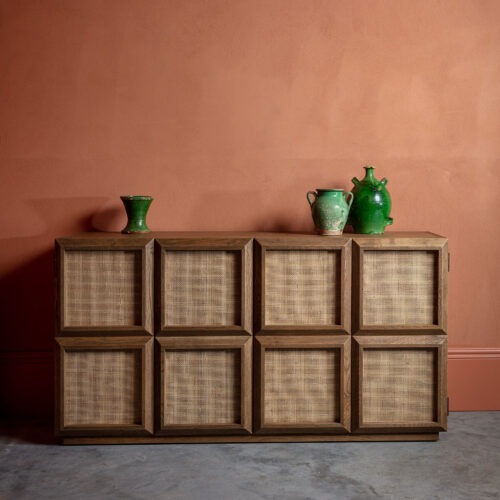 Savannah rattan and oak cabinet sideboard