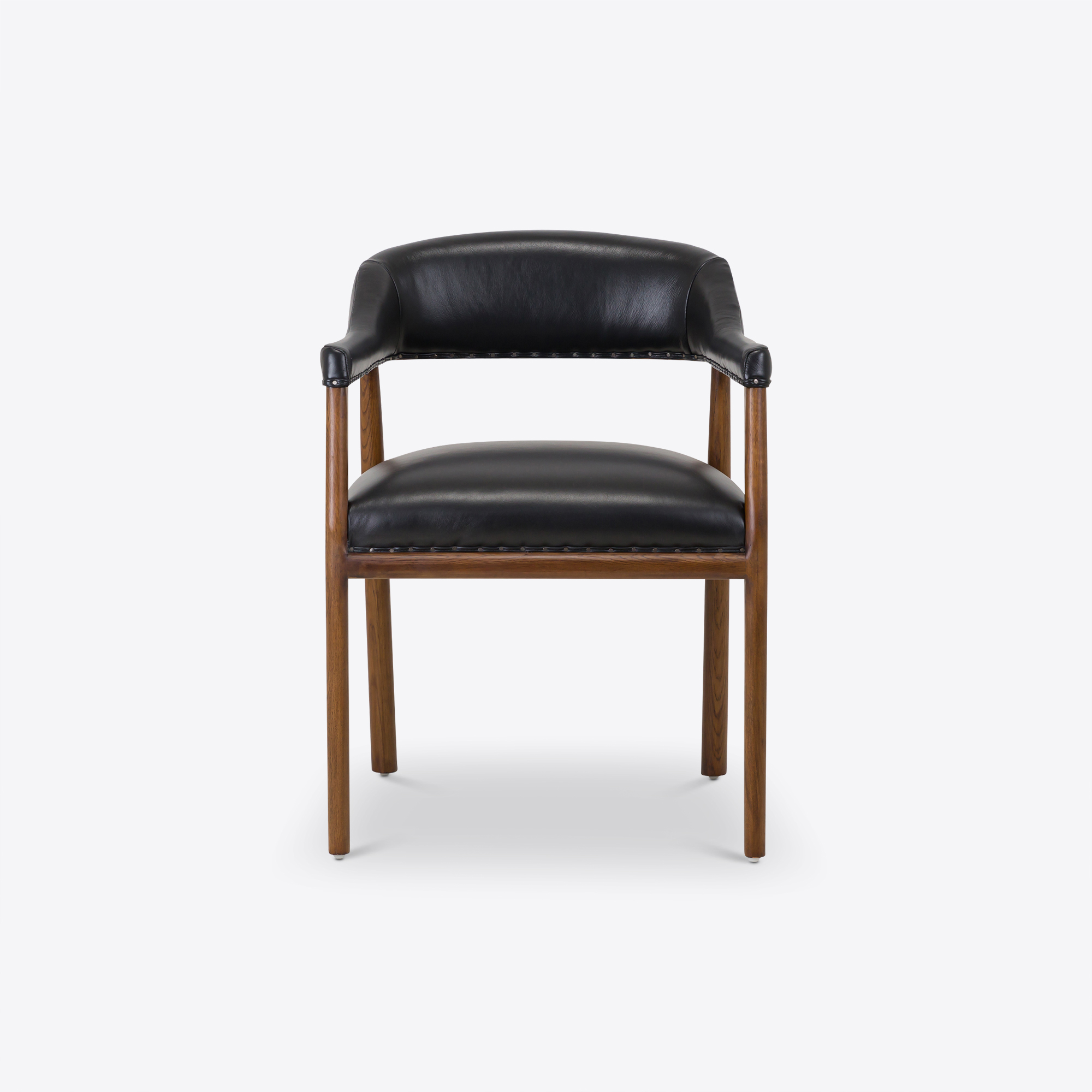 Turin black leather dining chair mid-century style