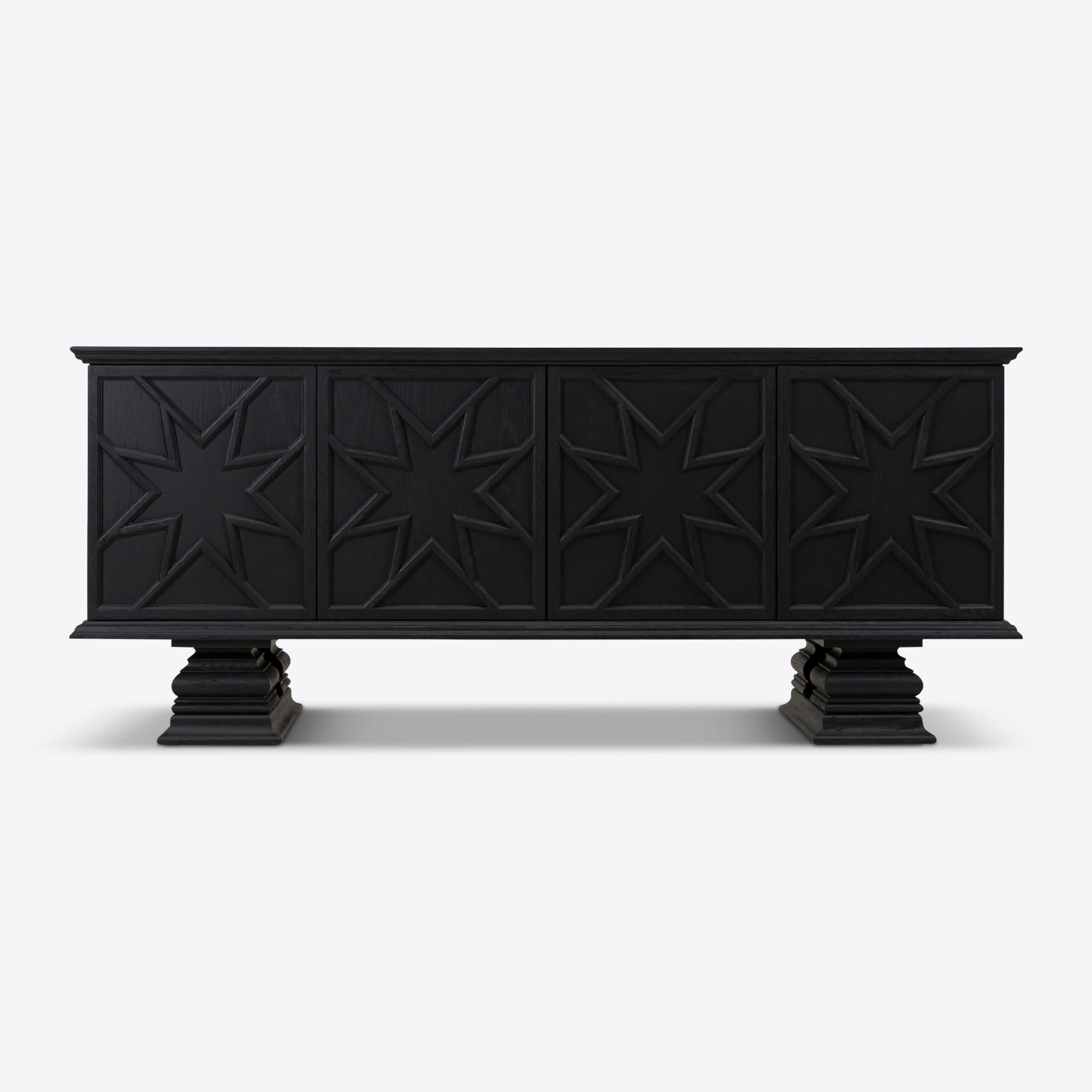 Percival sideboard inspired by 17th 18th century antique coffer in ebonised black oak